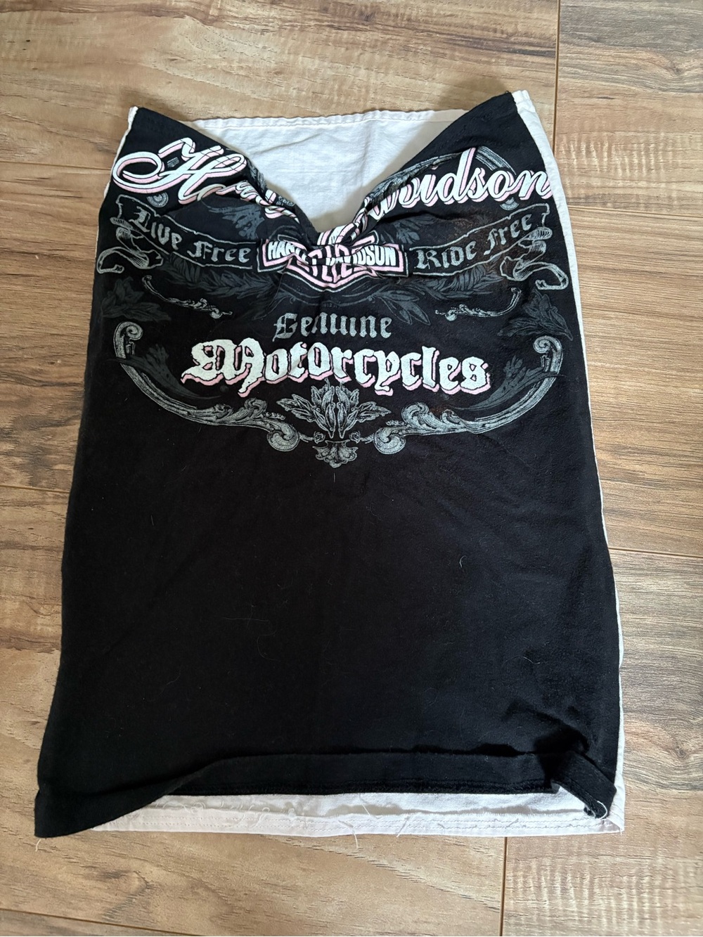 Harley-Davidson Black Tube Top with White and Pink Script